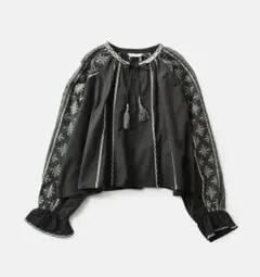 tumugu コットン リネン 刺繍 長袖シャツ ボレロ カーディガン ブラウスのサムネイル