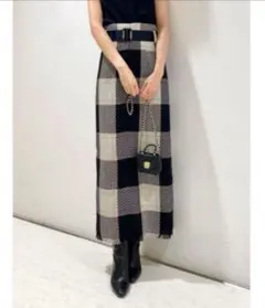 SNIDEL ベルティッドロービングチェックタイトスカート