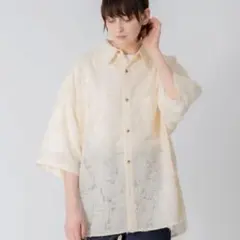 ONCILY オンシェリー フリンジジャガードルーズシャツ アイボリー Lのサムネイル