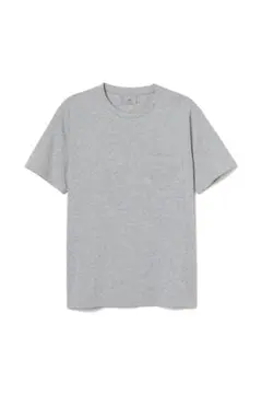 H&M 高級皮馬棉圓領口袋T恤 灰色 全新