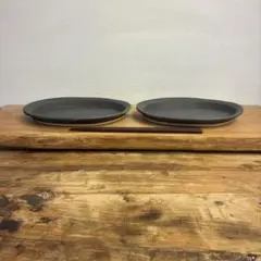 新品　陶器　陶芸作家　楕円リムプレート皿2枚　114