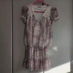 Rojita ペイズリー柄 半袖ミニワンピース