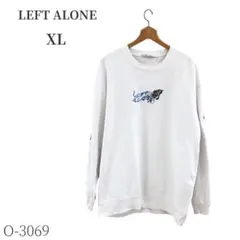 レフトアローン 刺繍イラスト入り長袖トレーナー XL オフホワイト ユニーク