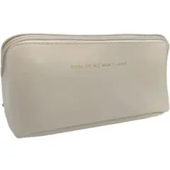 大容量 メイクポーチ コンパクト メイクポーチ レザー調 オフホワイト