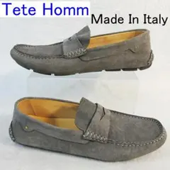 テットオムTete Homm イタリア製 ドライビングシューズ グレー EU43