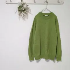 美品 GU 【M】 クルーネックセーター ゆるダボ ウール 洗える グリーン