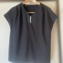 黒 ノースリーブ トップス Vネック