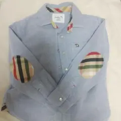 コットン製 長袖シャツ チェック肘当て付き 105cm