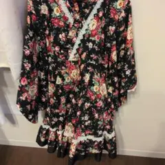花柄レース装飾着物ドレス 130cm~