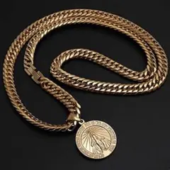 【18k gp】聖母メダイ 喜平ネックレス ステンレス コインネックレス60cm