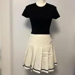 J'aime le tennis 刺繍 プリーツミニスカート ホワイトのサムネイル