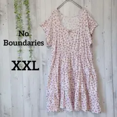 No Boundaries ピンク 小花柄 ティアードワンピース 半袖 XXL