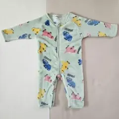 mimorand しまむら　ベビー　モコモコロンパース　恐竜　黄緑