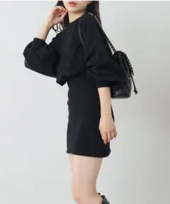 chico クルースウェットリブミニワンピース