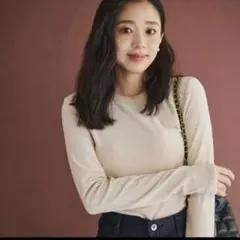 basement online ベロアトップス ベロアT 長袖 ピンクベージュ