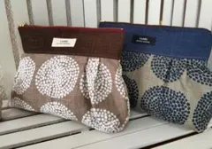 和柄のふんわりポーチ ２個セット ハンドメイド