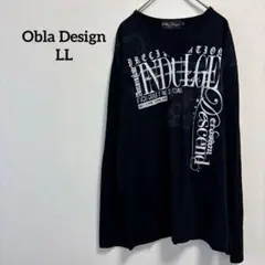 オブラデザイン ロゴプリント長袖Tシャツ ブラック LL