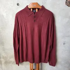 USA古着 DOCKERS ニットポロ ワインレッド XL