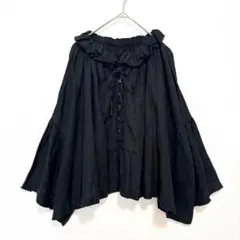 美品✨ネストローブ フリルカラーリネン前開きボリュームブラウス F ブラックのサムネイル