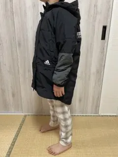 adidas フード付きロングコート 黒
