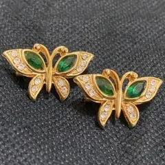 蝶　ブローチ　2個セット　エメラルド風