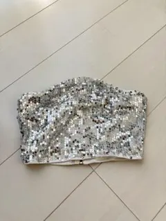 【体育祭】スパンコール ベアトップ チューブトップ シルバー