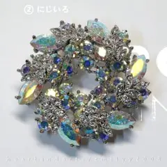 花モチーフ クリップタイプブローチ×スワロフスキークリスタル (3)