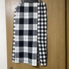 イエナ ブラックとホワイトのチェック柄タイトスカート スリットあり