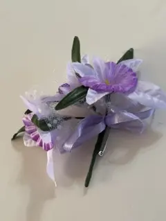 ブローチ コサージュ 紫 花