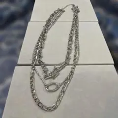 シルバー 多重チェーン ネックレス末使用