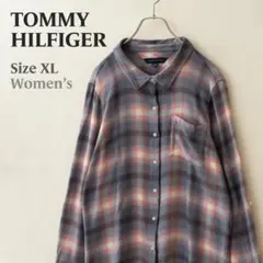トミーヒルフィガー フランネル 長袖レーヨンシャツ レディースXL 古着