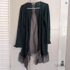 〈USED美品♪〉axes femme ダークグリーンリブ編みカーディガン♪