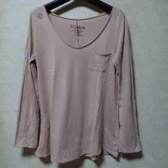 OZOC　レディース長袖Tシャツ　Aライン ポケットスパンコール付き
