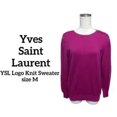 サンローラン YSL ロゴ ニットセーター 長袖 赤紫 М ヴィンテージのサムネイル