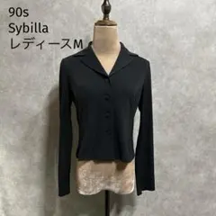 90s Sybilla シビラ 日本製 ストレッチジャケット レディースM 黒のサムネイル