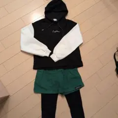 裏ボアフード付トップス、ショートパンツ、裏ボアスパッツ　セット