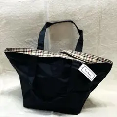 新品✨舟形　トートバッグ チェック ナイロン 黒　大人　ビジネス　ノバチェック