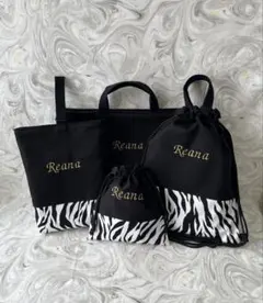 オーダー商品　イニシャル、お名前刺繍入り　入学、入園4点セット☆