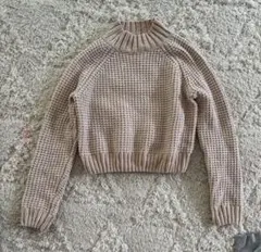 DIVIEDベージュ クロップドニットセーター XS