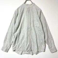 グローバルワーク バンドカラーシャツ L グレー コットン 無地 長袖 Y