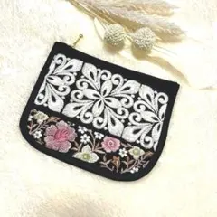 NO.447☻ インド刺繍リボンポーチ(M)