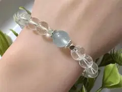 《106》SALE 天然石 デザインブレスレット アクアマリン 水晶