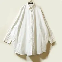 美品✨ ミズイロインド ロング 長袖 シャツ ブラウス 幅広 ゆったり 白
