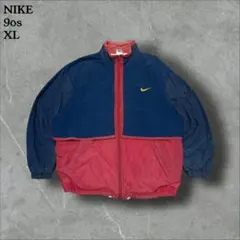90sNIKEナイロンジャケット背面プリントフェード刺繍ロゴアメリカ古着XL