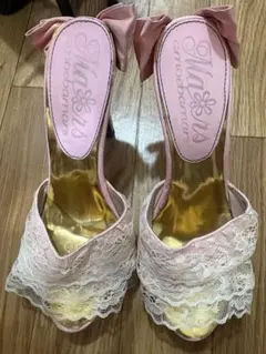 MA＊RS ヒールリボン付きサンダル ミュール ピンク