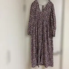 H&M フラワープリント Vネック ロングワンピース XL