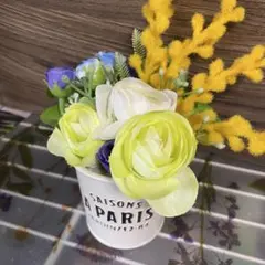 造花アレンジメント ミモザメイン(ブリキ ハンドメイド アーティフィシャル)