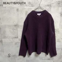 BEAUTY&YOUTH【S】コットンニット ボルドー ワッフル編み 分厚め