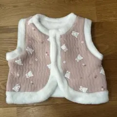 ウサギ　ピンク ベビーベスト　50-70サイズ