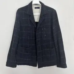 FRED PERRY テーラードジャケット　ダークブルー チェック柄 Mサイズ